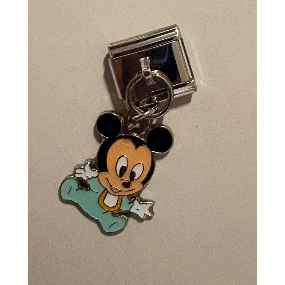 Baby‎ Mickey Mouse Italian Charm Red White Blue Enamel Bracelet Link
